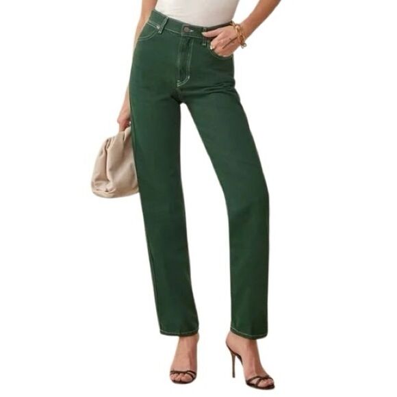 Reformation Women’s Green Straight Jeans - Picture 1 of 10